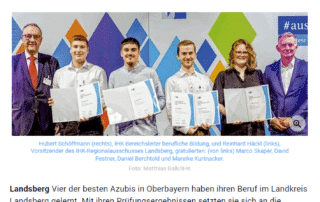 Oberbayerische Top-Azubis haben im Landkreis gelernt, Landsberger Tagblatt Artikel 08.11.2023