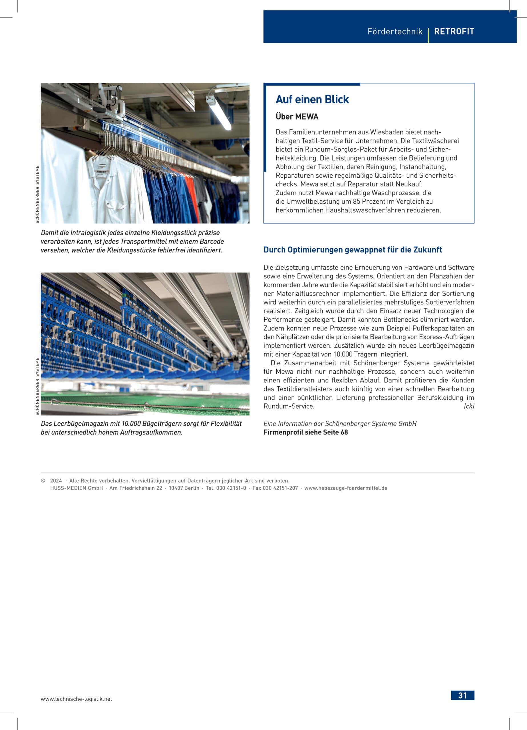 Retrofit & Maintenance Technische Logistik Schönenberger Systeme MEWA